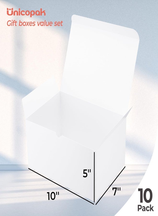 UnicoPak 10 Pack 10x7x5 Deep Gift Boxes, Large White Gift Boxes for Presents Bridesmaid Proposal Box, Ideal for Plenty Gifts, Great for Product Giving and Storing or Organizing Items - Image 2